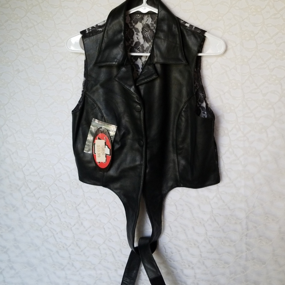Leather and lace vest
